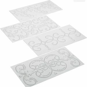Cake Boss 4-piece Imprint Mat Set-transparent Plastic Embossed Pattern new